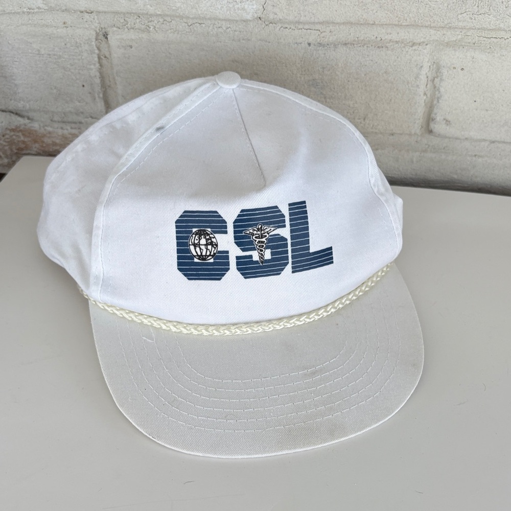 Vintage “CSL” White Cap with Blue Logo Medical